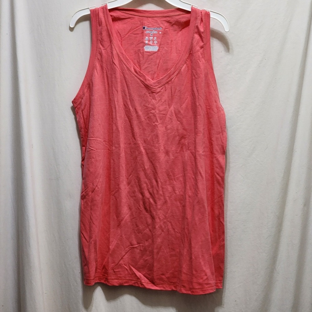 Champion Authentic Athletic Salmon Pink V-Neck Tank Top Womens Medium NEW